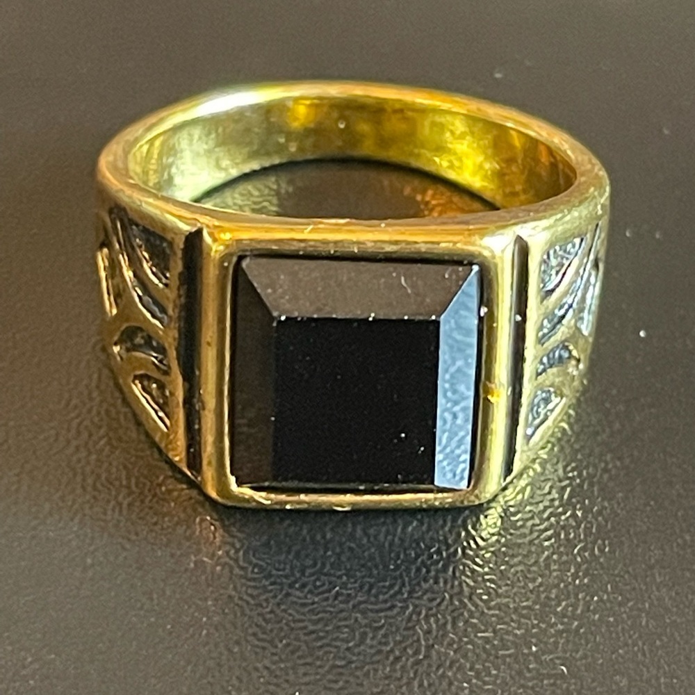 Black resin gold plated ring